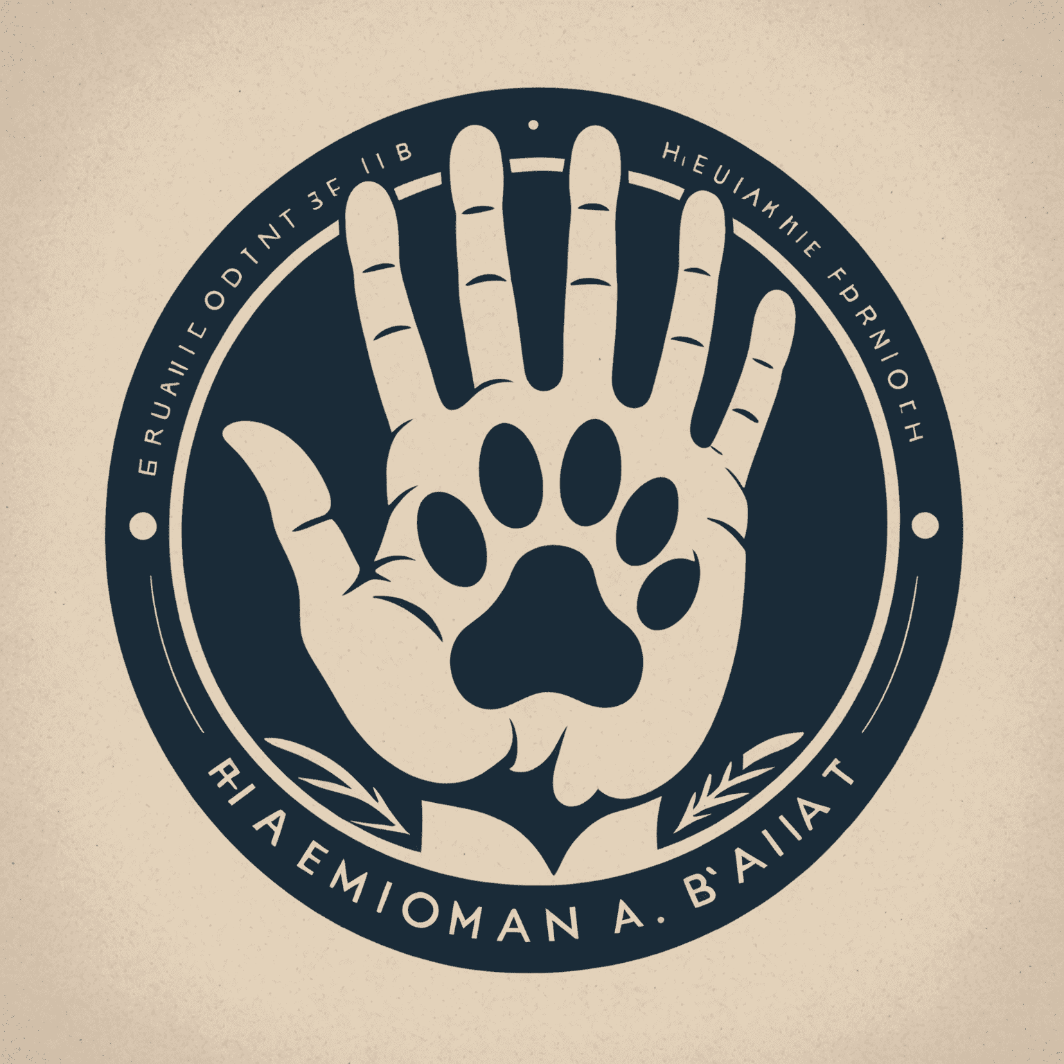 Human-Animal Bond logo featuring a stylized human hand and animal paw touching, symbolizing the connection between humans and animals
